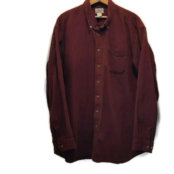 LLBean Men's Size XXL Tall Burgundy Red Button Down Long Sleeve Shirt Shacket - Picture 10 of 10